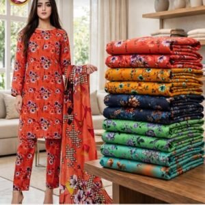 Vol-8112 Digital Linen Ladies Suit (Design 3)